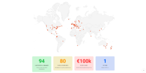 World map shows locations of libraries participating in the Award